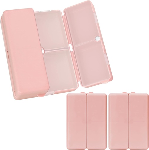 [BRSRMBAPCQNAKG3B] FEDY Daily Pill Organizer, 2 Pcs 7 Compartments Portable Pill Case Rejser, Folding Design Pill Box for Purse Pocket til at holde vitaminer, Cod lever olie, Kosttilskud og medication- Pink