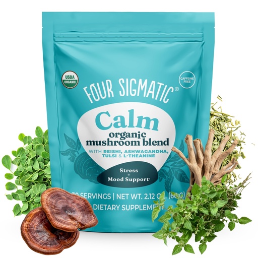 [BRSWG237O4FAMC3V] Four Sigmatic Calm Mushroom Blend | Adaptogen Supplement with Ashwagandha, Reishi, Tulsi, Cordyceps, Chaga, Rose Hips, and More | Natural Stress Relief and Immune Support Supplement | 30 Servings