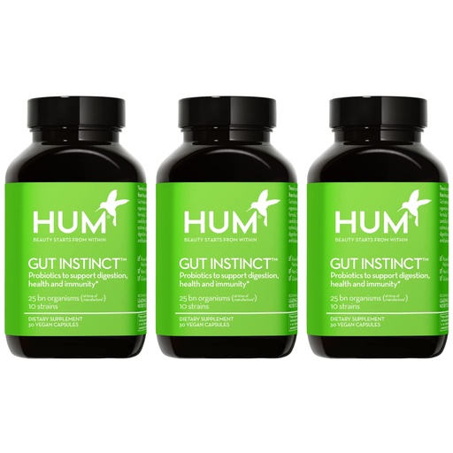 [BRSRMBT4OAPGYCTV] HUM Gut Instinct Daily Probiotics for Women and Men, Digestive Health, Lactobacillus, Bifidobacterium Strains for Immune Support, Probiotic Supplement for Healthy Gut Diversity, 90 Capsules