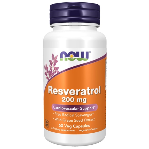 [BRSWIY35CYHQODTM] Now Foods, Natural Resveratrol, 200 mg, 60 Veggie Caps.