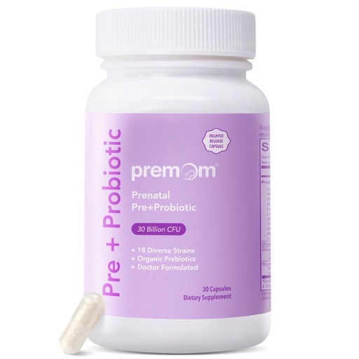 [BRSRMAY7CQBAO2AY] Premom Prenatal Prebiotics & Probiotics for Women, 30 Billion CFU, 18 Strains, Organic Prebiotic & Womens Probiotic, Vaginal, Gut, & Digestive Health + Immune Support Supplement*, 30 Veggie Capsules