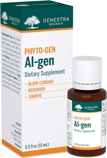 [BRSWI2T2CV5GAAD2] Genestra Brands Al-gen | Black Currant, Rosemary, and Juniper Herbal Supplement | 0.5 fl. oz.