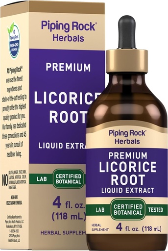 [BRSROAQDCEDWA3TU] Piping Rock Licorice Root Extract Tincture | 4 Fl Oz | Liquid Herb Drops | Vegetarian Supplement | Alcohol Free | Non-GMO, Gluten Free