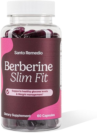 [BRSROATQDIHWOCY3] Santo Remedio Berberine, Dietary Supplement, Vegetarian, No Added Sugar, 60 Capsules, 30 Servings.
