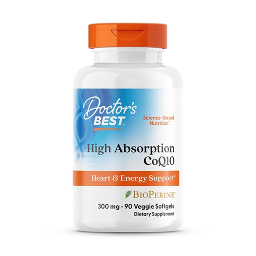 [BRSWGCDRCAHWY335] Doctor's Best High Absorption CoQ10 300mg with BioPerine Supplement - Coenzyme Q10 Softgels for Heart Health & Antioxidant Support, CoQ10 300 mg for Women & Men, Non GMO - 90 Veg Softgels