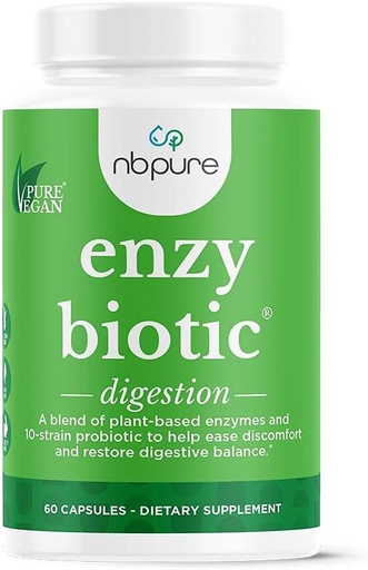 [BRSWGEL6CMFWYDY2] nbpure EnzyBiotic Digestive Enzymes with Probiotics and Prebiotics Supplement Blend, 60 Count