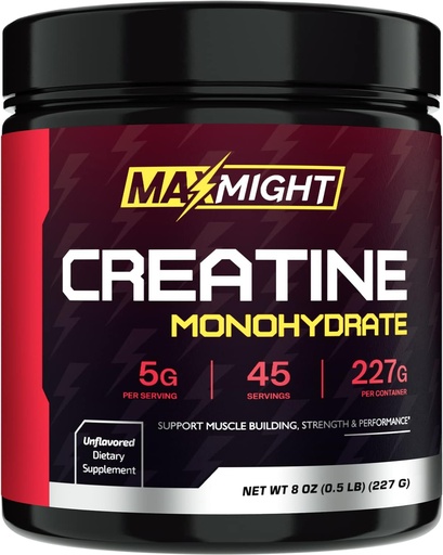[BRSRMAAZDFYRGETL] Creatine Monohydrate Powder, Micronized, 5g Per Serving, Unflavored & Highly Soluble, No Filler, Build Muscle & Enhance Performance for Men & Women, 45 Servings