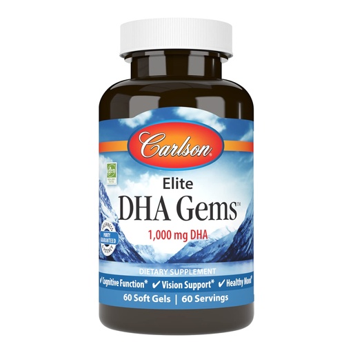 [BRSWECQ2BB4BUDT3] Carlson - Elite DHA Gems, 1000 mg DHA, Wild Caught, Sustainably Sourced, Brain Function & Healthy Vision, 60 Softgels