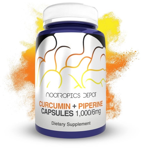 [BRSWGHT5DEHWEHTJ] Nootropics Depot Curcumin + Piperine Capsules | 1000mg Curcumin + 6mg Piperine | 180 Count