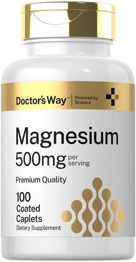 [BRSRAYAZAEHAGCI7] Doctor's Way Magnesium Supplement 500mg | 100 Coated Caplets | Magnesium Oxide | Vegetarian, Non-GMO, Gluten Free