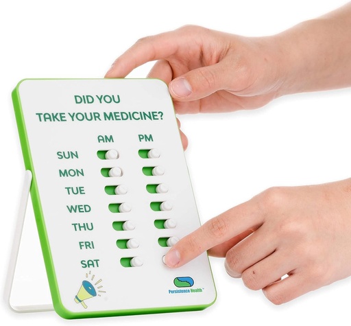 [BRSW2HAHAENAECL7] Medication Tracker & Pill Reminder | Visual Reminder Alarm | 7 Day AM PM Medication Reminder | Take and Slide | No More Second-guessing or Double-dosing | Perfect for The Elderly (Two Column English)