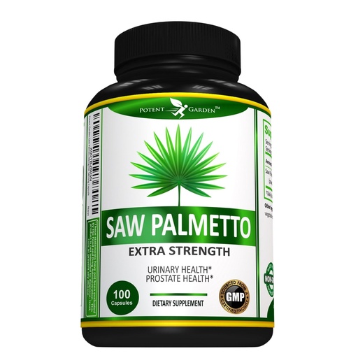 [BRSWKHAIDMJWCC3F] Potent Garden Saw Palmetto 500 mg - Prostate Supplements for Men - Healthy Urination Frequency & Flow Formula - Non GMO, 100 Saw Palmetto Capsules