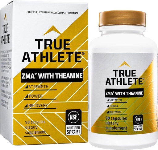 [BRSWGFIRDN5AKHLG] True Athlete ZMA with Theanine – Supports Muscle Recovery, Strength & Sleep – Zinc, Magnesium, Vitamin B6 & Theanine Formula for Relaxation & Performance (90 Capsules)