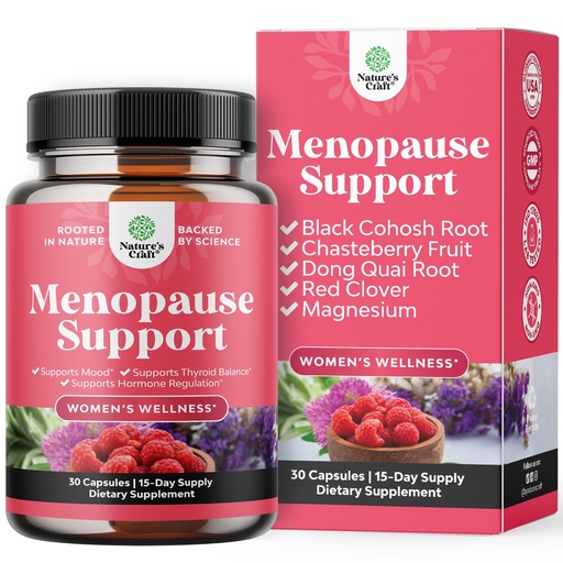 [BRSRMGQDBZ7GAAD5] Complete Herbal Menopause Supplement for Women - Multibenefit Menopause Ease Hormone Balance for Women for Night Sweats Mood and More with Dong Quai Vitex Chaste Berry and Black Cohosh - 30 Count
