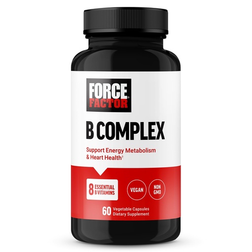 [BRSROFQTOEHBQ2Y3] Force Factor Vitamin B Complex to Support Energy, Vitality, and Heart Health, Includes Vitamin B1, Vitamin B2, Vitamin B3, Vitamin B6, Vitamin B12, and More, Vegan, Non-GMO, 60 Vegetable Capsules