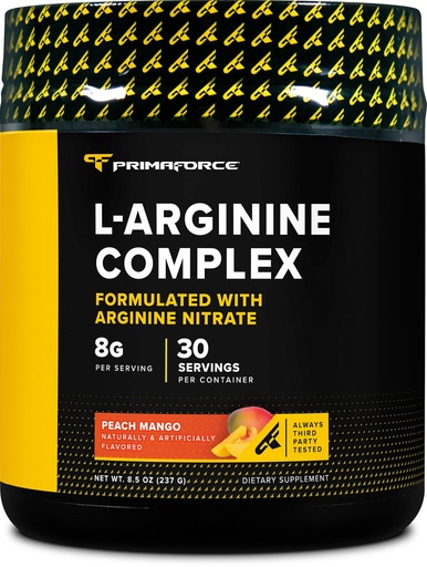 [BRSROHYQDMNA4HQ2] Primaforce L-Arginine Complex Powder (30 Servings Per Bottle | Peach Mango) Powerful Protein Building Supplement for Maximum Gains