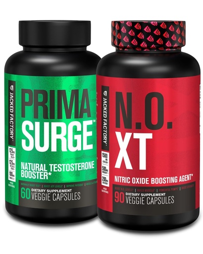 [BRSW2ZL6B55W23DP] Jacked Factory Testosterone Booster for Men PRIMASURGE (60 Capsules) & N.O. XT Nitric Oxide Supplement (90 Capsules) for Muscle Growth, Pumps, & Energy