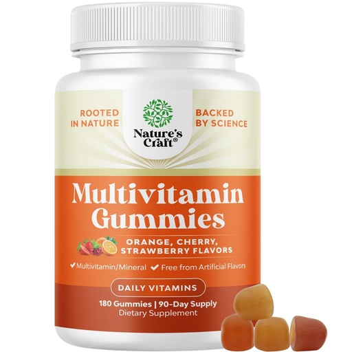 [BRSRMCAYBMBRUDI7] Potent Daily Multivitamin Gummies for Adults - Wellness Blend of Vitamin D A C E B12 Zinc and Biotin - Adult Vitamin Gummy for Energy and Immune Health - Non-GMO Gluten Free and Halal - 180 Count