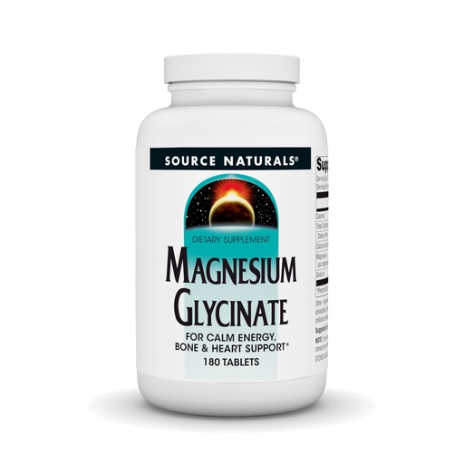 [BRSRMZL6CN5RSCQ2] Source Naturals Magnesium Glycinate, Chelated for high Absorption | for Calm Energy, Bone & Heart Support*, 200 mg per Serving - 180 Tablets
