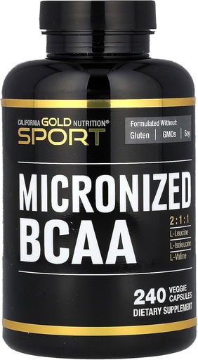 [BRSROATRAAIRYCTH] California Gold Nutrition Sport, Micronized BCA, Chain Amino Acids, 240 Veggie kapsulak