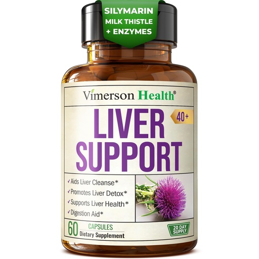 [BRSROELQBEBQY3DX] Liver Support with Artichoke Extract, Enzymes, Silymarin 50% Milk Thistle, Dandelion Root, Lipase & Protease, Solarplast® Antioxidants – Supports Detox, Digestion & Energy. 60 Capsules, 20 Day Supply