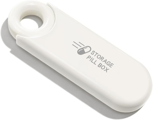 [BRSRAYIZDJYRUF33] Slim Travel Pill Organizer, Small Pill Case Fits in Purse or Pocket, Compact Portable Pill Holder, Stylish 3 Compartments Daily Vitamin Box (White)