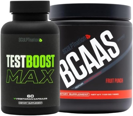 [BRSROAY3CAGWG2YU] Sculpt Nation by V Shred Test Boost Max and BCAA Fruit Punch Powder Bundle