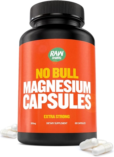 [BRSWGZABDJ6RU3AU] “No Bull” Magnesium Capsules, Unique Magnesium Citrate and Oxide Formula for Sleep and Relaxation, Magnesium Pills to Prevent Muscle Aches and Spasms, Magnesium Oxide Citrate, 500g