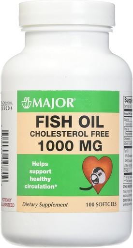 [BRSWKEY2OIGB62QV] Major Omega-3 Fish Oil - Fish Oil Suplemento 1000mg - 100 Softgels