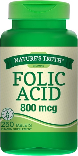 [BRSWICYLBQOR23DI] Nature's Truth Folic Acid 800 Mcg 250 Tabs, 250 Count (Pack of 3)