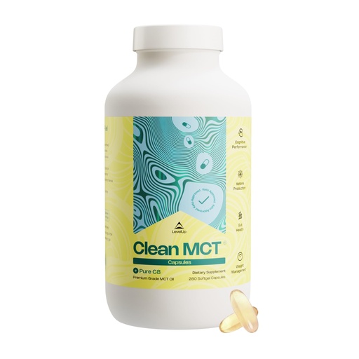 [BRSWGEIKBMFBYFLL] LevelUp Clean MCT Oil Capsules - 100% Caprylic C8 for Energy, Focus, Weight Management, Gut Health, Brain Superfuel - Keto Supplement for Ketogenic Diet and Ketones - Non-GMO (280 Count)