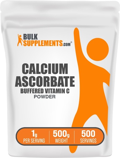 [BRSWIFI6BZYW2F3G] BulkSupplements.com Calcium Ascorbate Powder - Buffered Vitamin C, Calcium Supplement with Vitamin C - Gluten Free, 1g per Serving, 500g (1.1 lbs) (Pack of 1)