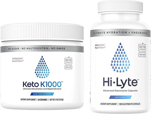 [BRSROZYDCV7AIDYY] Hi-Lyte Keto K1000 Electrolyte Powder | Hydration Powder Drink Mix | Raw Mineral Flavor, No Stevia | 50 Servings | Plus Electrolyte Replacement Capsules for Rapid Rehydration