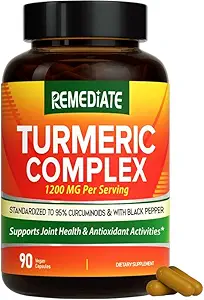 [BRSW2BQ7DN7QYCLU] Turmeric Curcumin, 1200 mg Turmeric Root Extract & Powder, Standardized to 95% Curcuminoids, High Potency Joint Health Support, Enhanced Absorption with Black Pepper, 90 Vegan Caps
