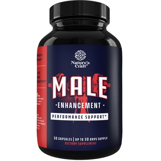 [BRSWIAQIBAHBUGY5] Natures Craft Natural Halal Male Performance Supplement for Increased Energy and Drive with Pure Maca Root Fenugreek Extract and Tongkat Ali Powder - 30 Count