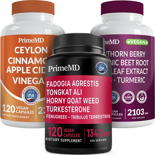 [BRSROAAOCUMR63Y6] Ceylon Cinnamon (1pk), Fadogia Tongkat Ali (1pk), and Nitric Oxide (1pk) Supplement Bundle - Potent Vitamins for Heart, Energy, Male Well-Being, & Immune Support - Non-GMO, Vegan, Gluten-Free