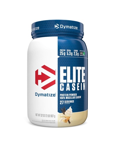 [BRSWIZY4BR6BA2A7] Dymatize Elite Casein Protein Powder, Slow Absorbing with Muscle Building Amino Acids, 100% Micellar Casein, 25g Protein, 5.4g BCAAs & 2.3g Leucine, Helps Overnight Recovery, Smooth Vanilla, 2 Pound