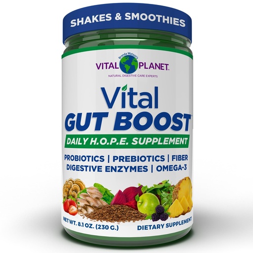 [BRSRMCTYB4IWEAA6] Vital Planet - Vital Gut Boost Powder by Brenda Watson, PBS Gut Check Hope Supplement with Fiber 35, Omega 3 Oil, Probiotics, and Digestive Enzymes, 8.1oz, 230 Grams, 30 Servings