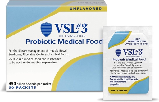 [BRSWGBI5DMFBY3DV] VSL #3® Probiotic Powder for Digestive Health, IBS i UC Symptoms - 450 CFUs, alta capacitat, Multi-train, Live, Retribued Probiotic, menjar mèdic per a la salut dels homes, 30 paquets