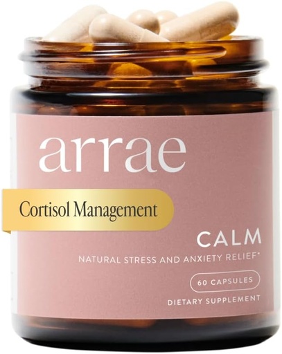 [BRSRMAIFCR5RODTX] Arrae Calm Cortisol Manager - 60 스트레스 및 공황 구호 캡슐 - Mood Support Supplement w/L-Theanine, Inositol, Passionflower 및 Magnesium은 Zen을 느끼도록 도와줍니다.
