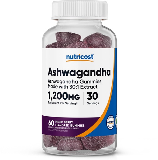 [BRSW2BI5BEPG2FIZ] Nutricost Ashwagandha Extract Gummies (Mixed Berry) 60 Gummies for 30 Servings Per Bottle - Vegetarian, GMO Free and Gluten Free