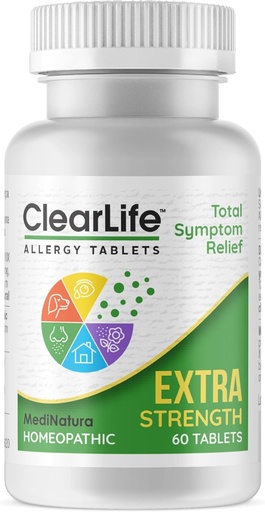 [BRSRM2QDBUBAOEQ3] ClearLife ekstra styrke Multi-system allergi lindring homeopatisk remedi - 15 kraftige aktiver gir potens maksimal kongessjon, kløe og sinus trykk relief - ikke-Drowsy - 60 tabletter