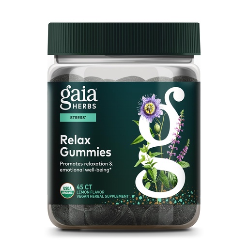 [BRSW2GD3OINRGYA6] Gaia Herbs Relax Gummies - Supports Calm Feelings* - with Passionflower & Lemon Balm - 45 Vegan Gummies (15 Servings)