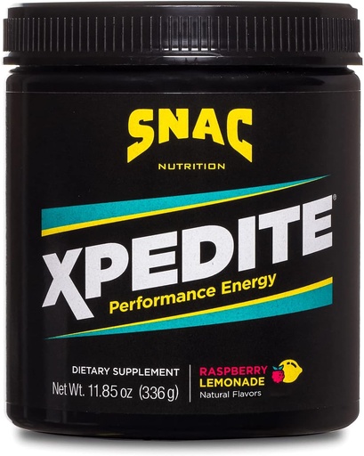 [BRSWIFAZCEDRUELY] SNAC XPEDITE - Supplément de boisson de performance pré-entraînement, favorise l'énergie et la focalisation, Booster à oxyde nitrique et thermogénique, L-Carnitine, Beta Alanine, Poudre de citronnade aux framboises, (24 portions)