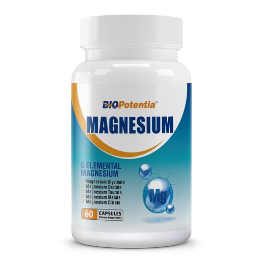 [BRSROAIEAQFWADLK] Magnesium Complex Supplement - Magnesium Capsules 500Mg with Glycinate, Citrate, Malate, Taurate & Orotate + B6 | Non-GMO, Gluten Free for Sleep, Muscle & Stress Relief | 60 Vegan Caps.