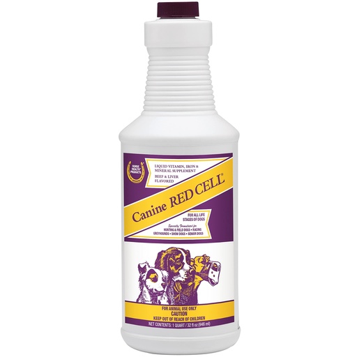 [BRSWIZTZCV4BA3QZ] Horse Health Canine Red Cell, Liquid Vitamin-Iron-Mineral Supplement for Puppies, Active Senior and Pregnant Dogs, 1 Quart