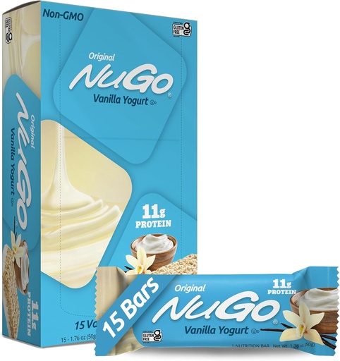 [BRSWIYQMDMOBM2TI] NuGo Protein Bar, Vanilla Yogurt, 11g Protein, 170 Kalorien, Glutenfrei, 1.76 Ounce je, 15 Count (Pack von 1)