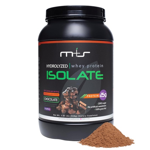 [BRSROBQFOJ5AOE3J] M+S Hydrolyzed Whey Protein Isolate – 25g Protein, Low Carb, 0g Sugar, Grass Fed Whey Isolate Powder with Stevia - Chocolate Flavor - 2.05 lb