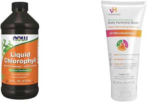 [BRSROCYOBUFQ4YA3] NOW Supplements, Liquid Chlorophyll, Super Concentrated, Internal Deodorizer*,Boost Energy & vH Essentials, Ph Balanced Daily Feminine Wash, Tea Tree Oil & Prebiotic, 6, Fl Oz, (Pack of 1)