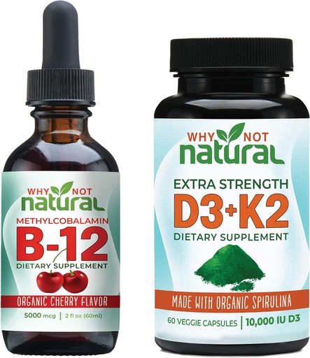 [BRSW2Y37AV5REDYU] Why Not Natural Energy, Immunity, Mood and Bone Health Bundle B12 + Vegan D3/K2